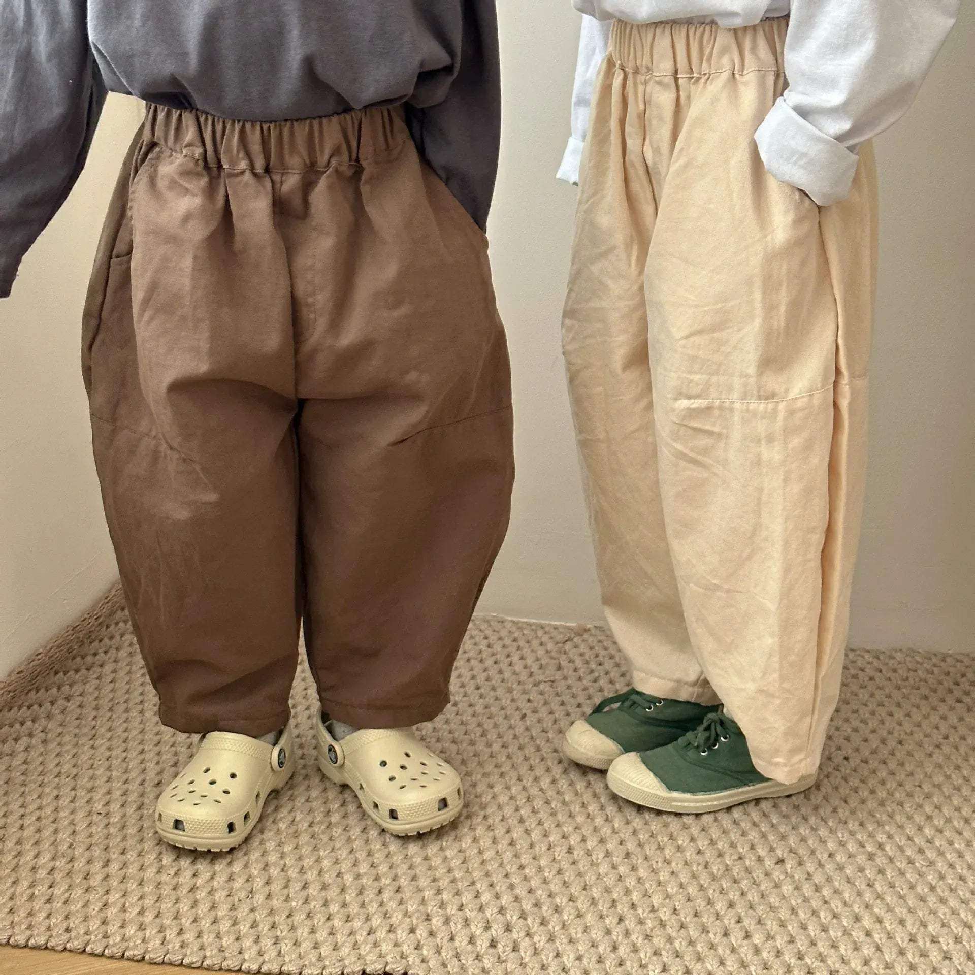 ロングパンツ・スウェットパンツ キッズパンツ ワイドルーズパンツ ロングパンツ カーキ/コーヒー/2カラー