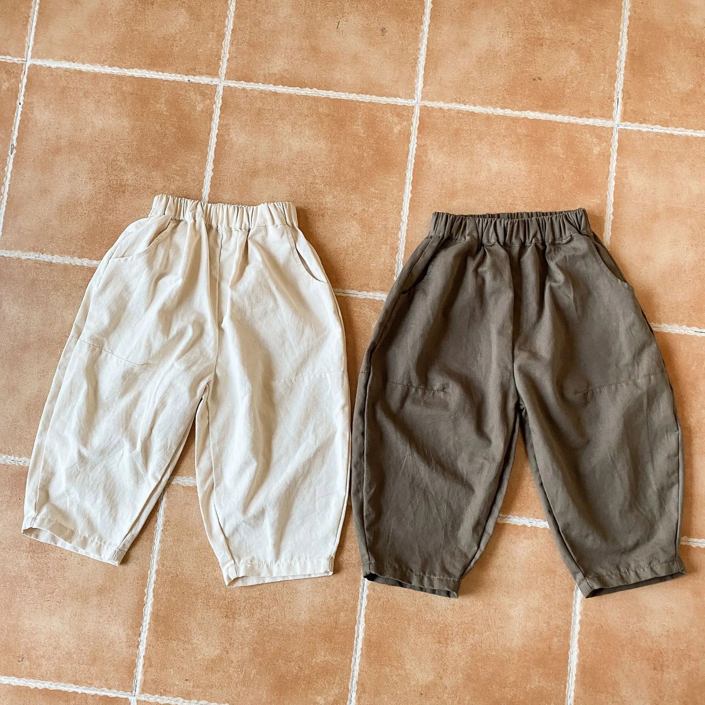 ロングパンツ・スウェットパンツ キッズパンツ ワイドルーズパンツ ロングパンツ カーキ/コーヒー/2カラー