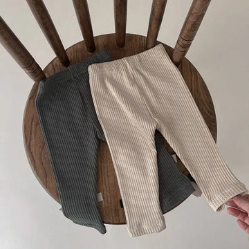 レギンスパンツ ベビーパンツ リブレギンス リボンレギンスパンツ ベージュ グレー 2カラー