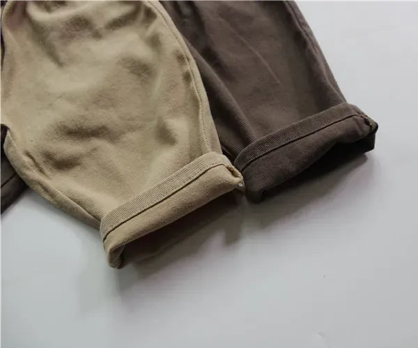 ロングパンツ・スウェットパンツ キッズパンツ 変わりボタン ルーズ ロングパンツ カーキ コーヒー 2カラー
