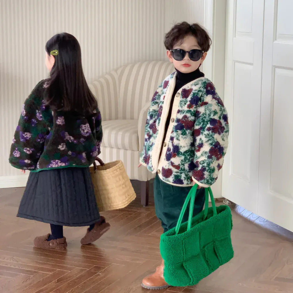 ショートコート・ジャケット・ジャンパー キッズアウター フラワー 花柄コート ジャケット 2カラー ガールズ 女の子 子供服