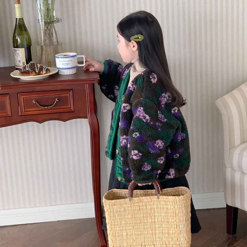 ショートコート・ジャケット・ジャンパー キッズアウター フラワー 花柄コート ジャケット 2カラー ガールズ 女の子 子供服