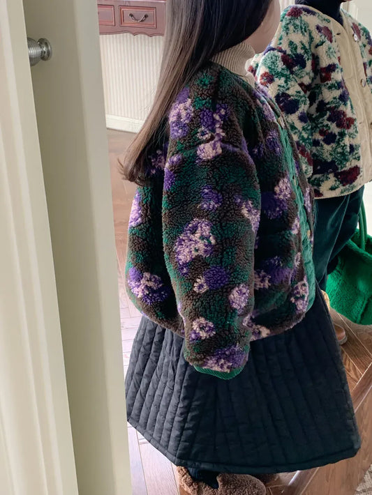 ショートコート・ジャケット・ジャンパー キッズアウター フラワー 花柄コート ジャケット 2カラー ガールズ 女の子 子供服
