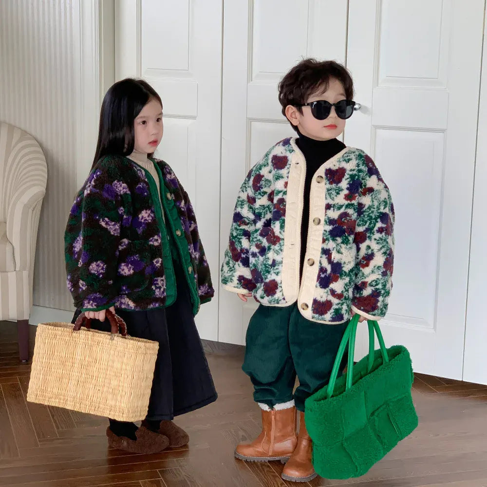 ショートコート・ジャケット・ジャンパー キッズアウター フラワー 花柄コート ジャケット 2カラー ガールズ 女の子 子供服