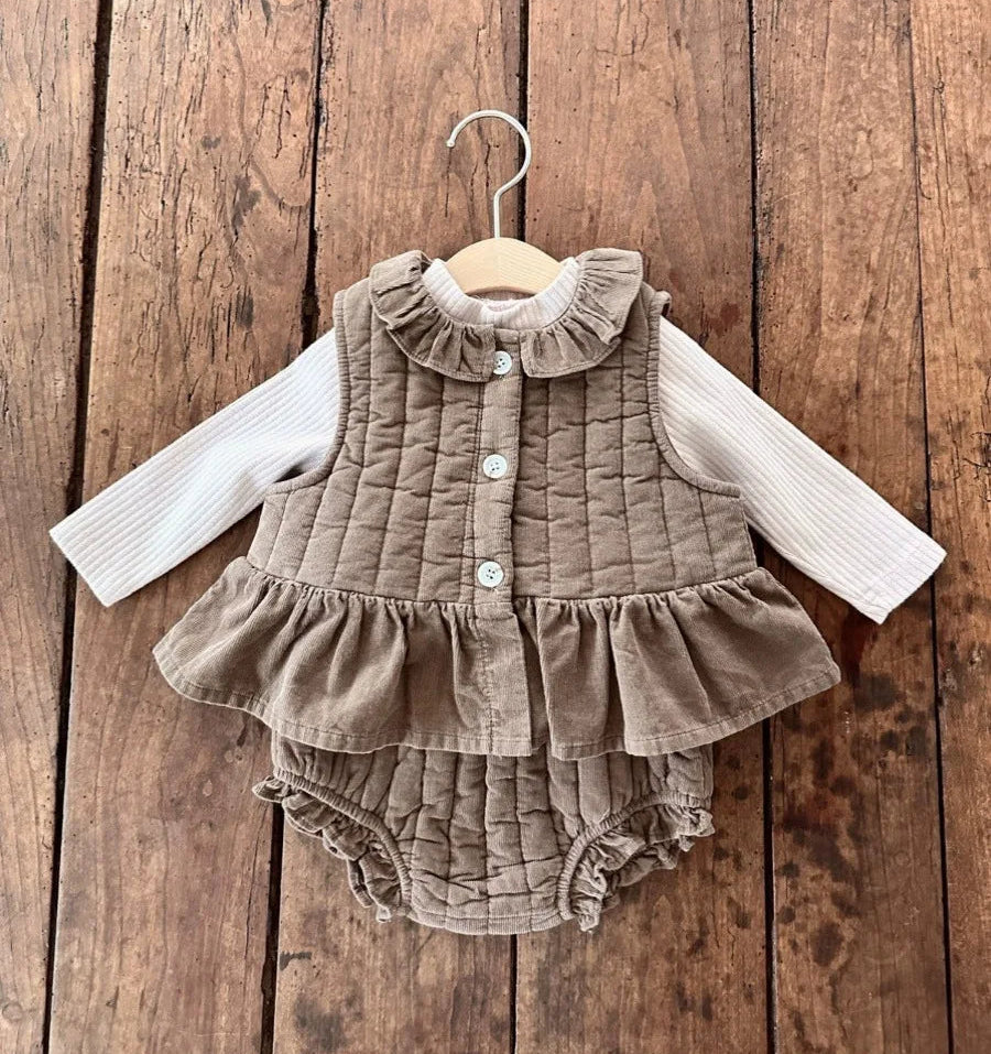 ベスト キッズベスト キルティングペプラムベスト ジャケット 2カラー ガールズ 女の子 子供服