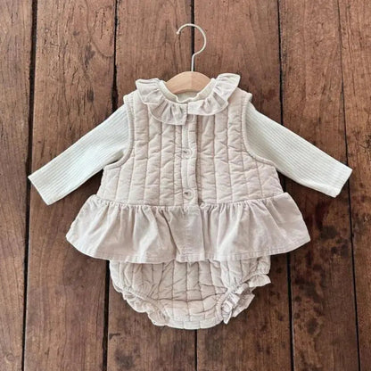 ベスト キッズベスト キルティングペプラムベスト ジャケット 2カラー ガールズ 女の子 子供服