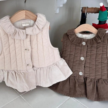 ベスト キッズベスト キルティングペプラムベスト ジャケット 2カラー ガールズ 女の子 子供服