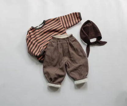 ロングパンツ・スウェットパンツ キッズパンツ 裏起毛 パッチワークパンツ カーキ コーヒー 2カラー ボーイズ 男の子 子供服