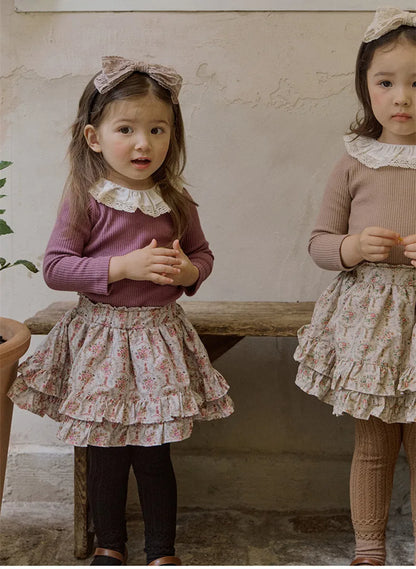 スカート キッズスカート フリルミニスカート フラワー 花柄プリント 2カラー ガールズ 女の子 子供服