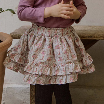 スカート キッズスカート フリルミニスカート フラワー 花柄プリント 2カラー ガールズ 女の子 子供服