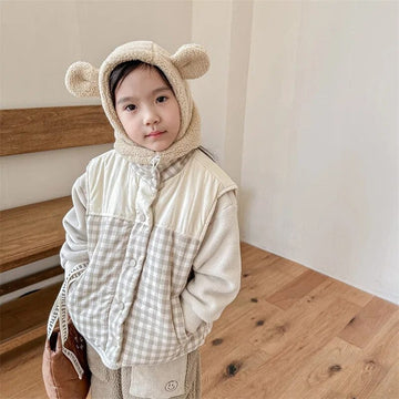 ベスト キッズベスト アウター チェック ジャケット ブルー ネージュ 2カラー ボーイズ 男の子 子供服