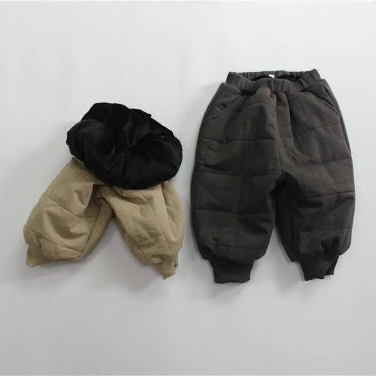 ロングパンツ・スウェットパンツ キッズパンツ キルティング 裏フリース 防寒 アウターパンツ グレー カーキ 2カラー ユニセックス 男の子 女の子 子供服