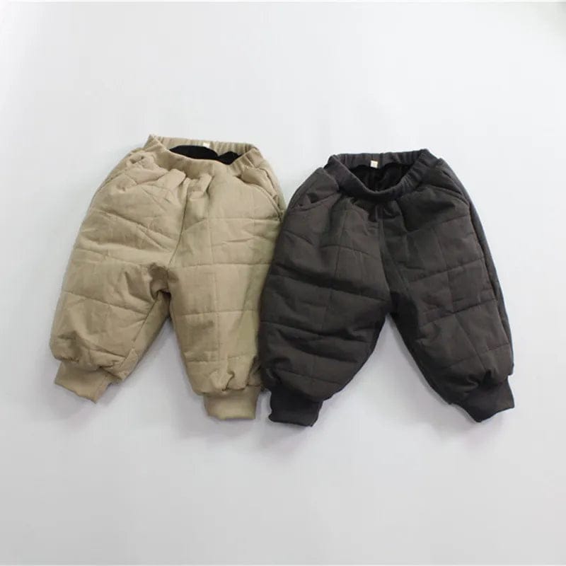 ロングパンツ・スウェットパンツ キッズパンツ キルティング 裏フリース 防寒 アウターパンツ グレー カーキ 2カラー ユニセックス 男の子 女の子 子供服