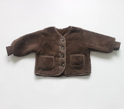 ショートコート・ジャケット・ジャンパー キッズアウター フリースジャケット コート ジャンパー ジャケット ベージュ ブラウン 2カラー ユニセックス 男の子 女の子 子供服