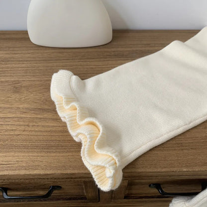 ロングパンツ・スウェットパンツ キッズ ニットパンツ フリルワイドパンツ ルーズパンツ コーヒー ベージュ 2カラー ガールズ 女の子 子供服