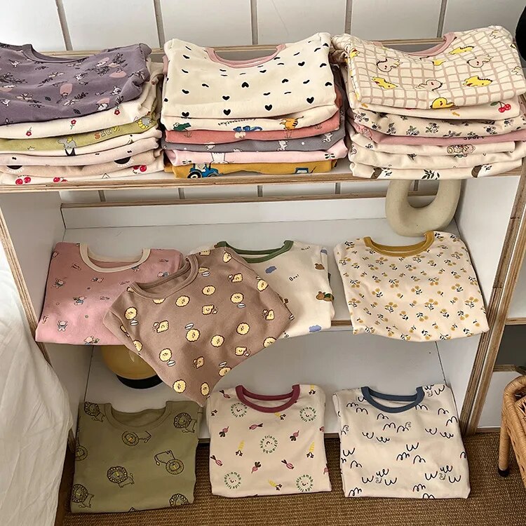 長袖パジャマ キッズ 長袖パジャマセット トップス パンツ セットアップ 2点セット ルームウェア ユニセックス 男の子 女の子 子供服