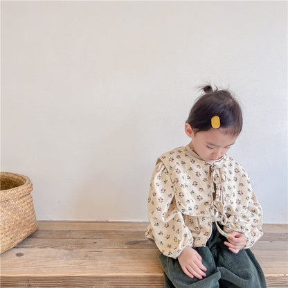 ショートコート・ジャケット・ジャンパー キッズ服 長袖 ブラウス シャツ カーディガン ジャケット フラワー 花柄 ビッグ襟 ベージュ 紫 2色 女の子