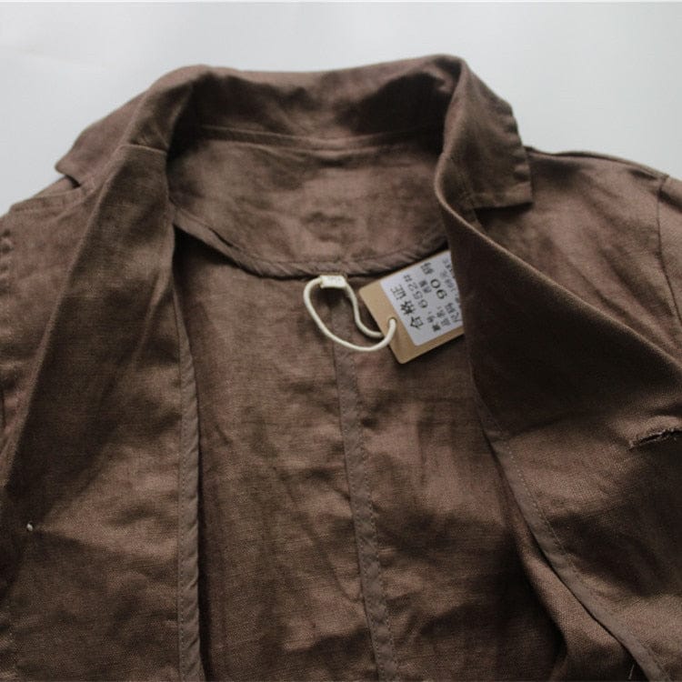 ショートコート・ジャケット・ジャンパー キッズ服 ジャケット ブレザー コットンリネン アウター 無地 ネイビー 茶色 2色 男の子
