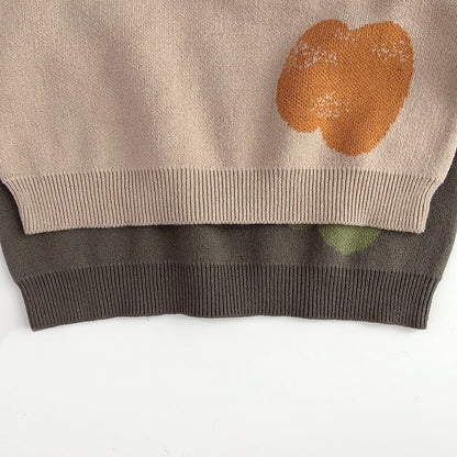 ニット・セーター キッズ服 長袖 セーター ニット 幾何学 グレー ベージュ 2色 男の子