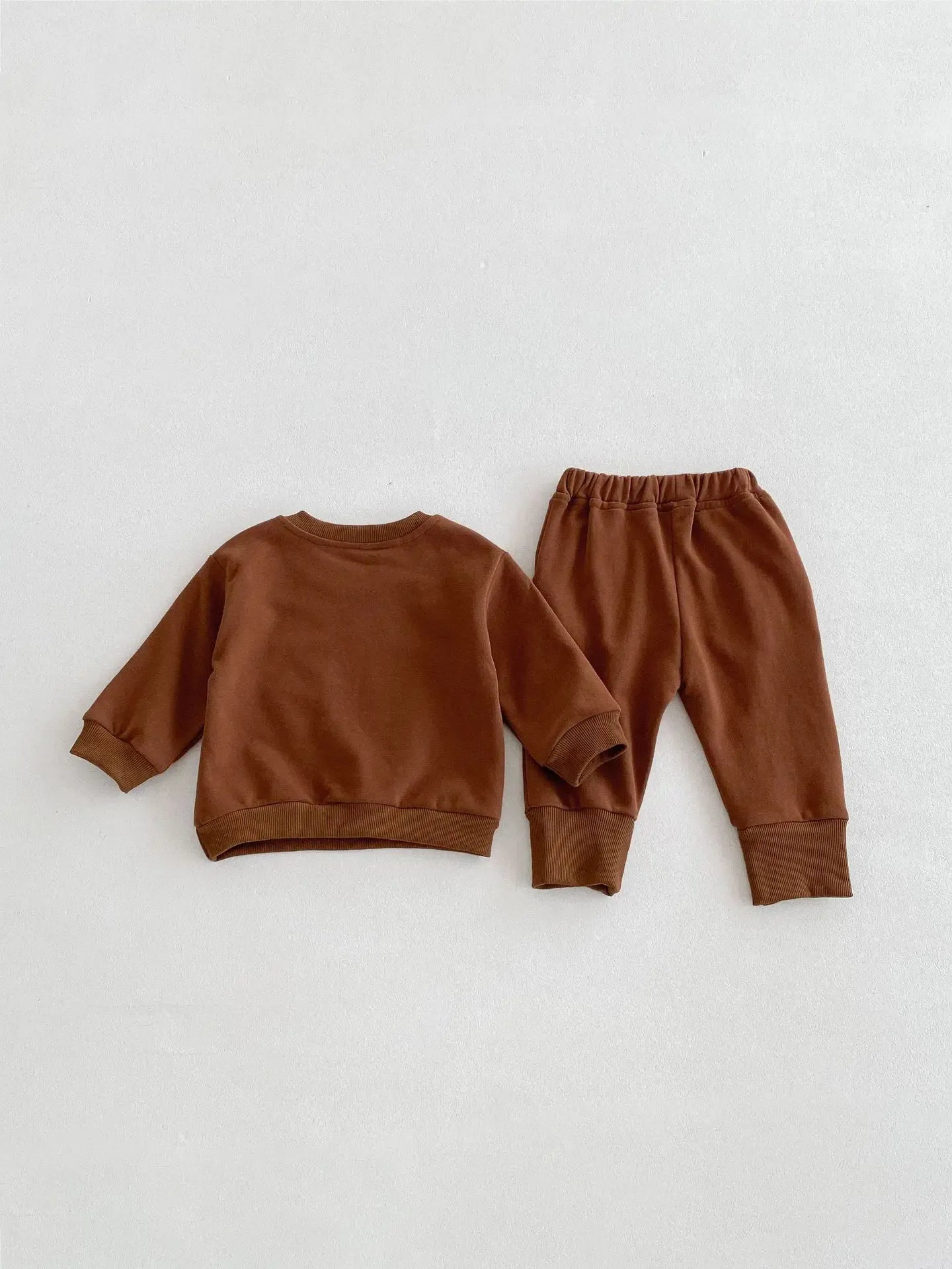 長袖セットアップ ベビーキッズセットアップ 2点セット ハイキングくまさんプリント長袖スウェットシャツ+ロングスウェットパンツ 2カラー