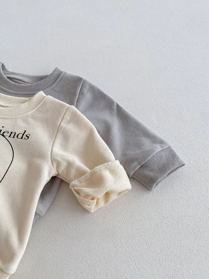 長袖セットアップ ベビーキッズセットアップ 2点セット スウェットシャツ+スウェットパンツ レターロゴプリント 2カラー