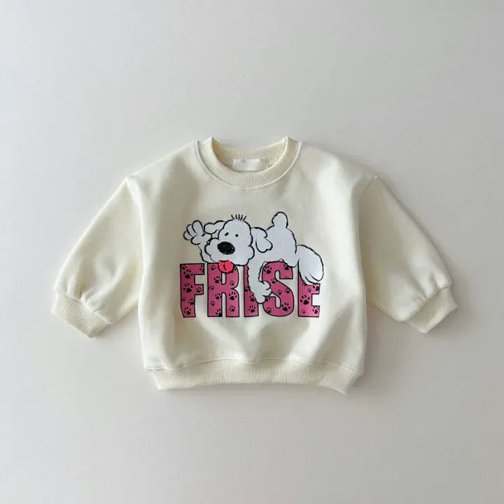 長袖セットアップ キッズセットアップ 2点セット スウェットシャツ+スウェットパンツ 犬ドッグプリント 2カラー