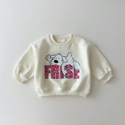 長袖セットアップ キッズセットアップ 2点セット スウェットシャツ+スウェットパンツ 犬ドッグプリント 2カラー