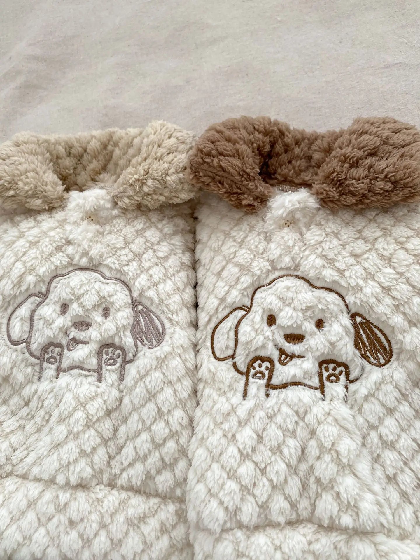 長袖セットアップ ベビーセットアップ 2点セット ボアフリース 襟付きトップス パンツ パピー 犬刺繍 2カラー ボーイズ 男の子 子供服