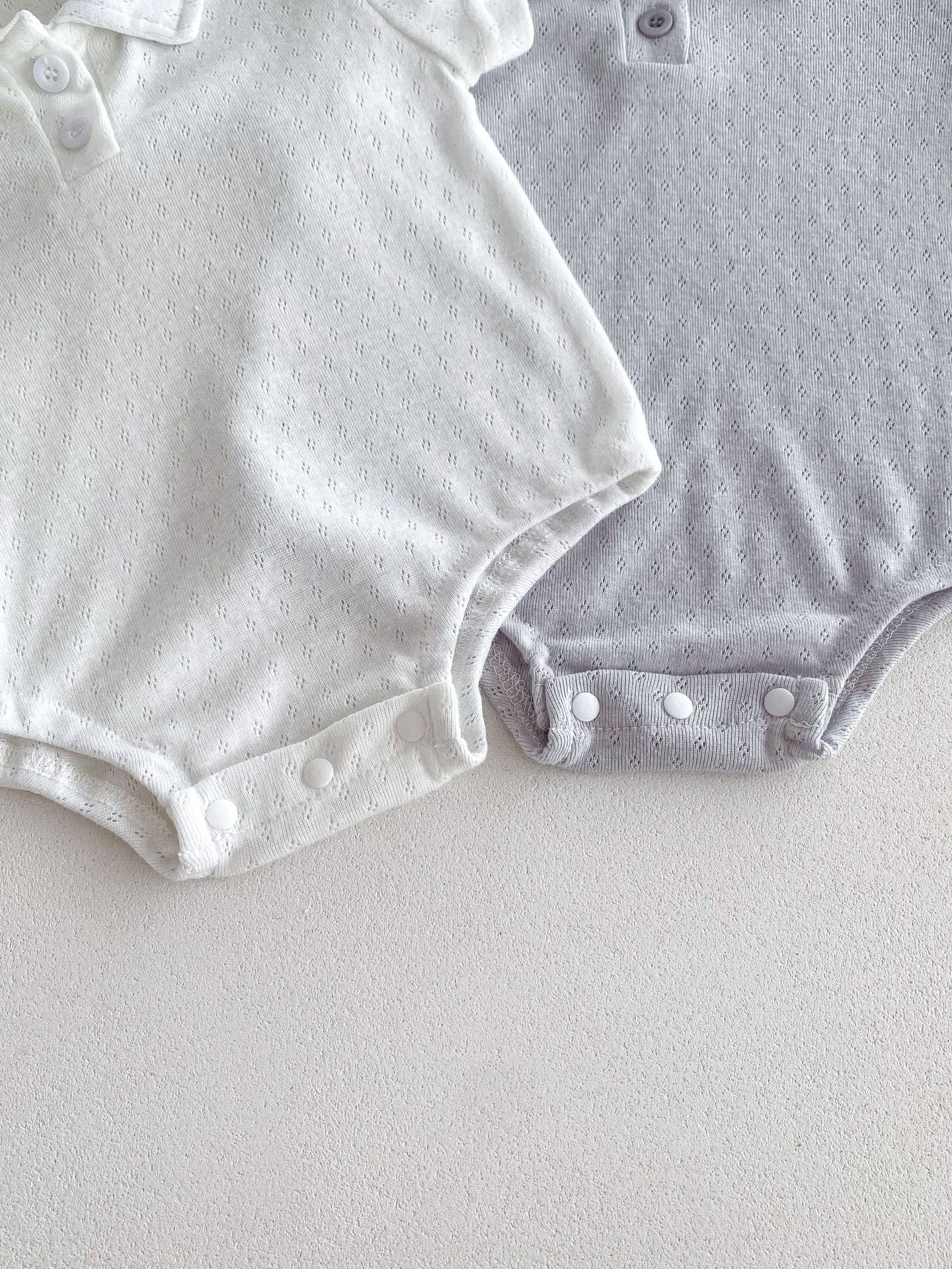 半袖セットアップ ベビーロンパース/セットアップ 2点セット 半袖ポロシャツボディスーツ/半袖ポロシャツ+ショートパンツ 2カラー【mh0005459】