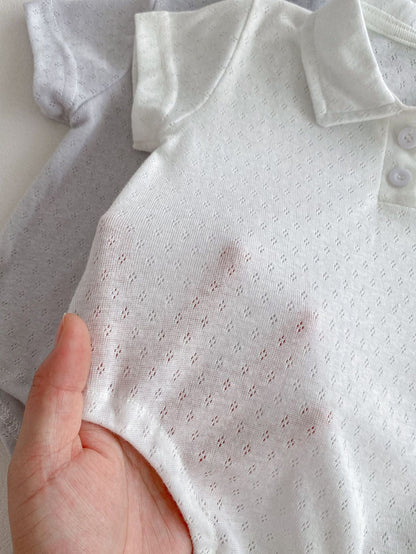 半袖セットアップ ベビーロンパース/セットアップ 2点セット 半袖ポロシャツボディスーツ/半袖ポロシャツ+ショートパンツ 2カラー【mh0005459】