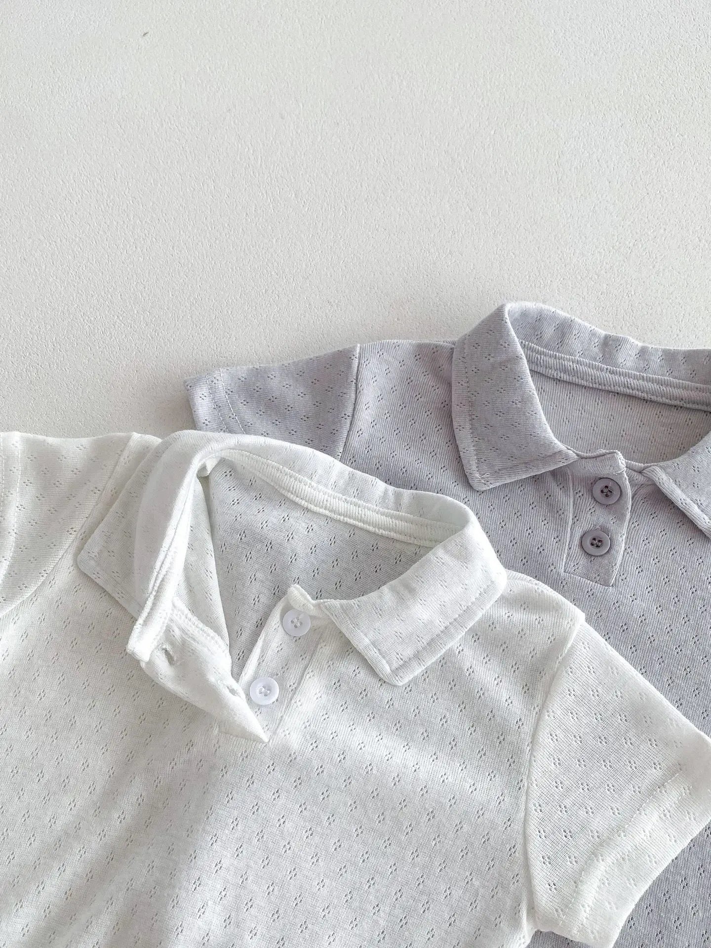 半袖セットアップ ベビーロンパース/セットアップ 2点セット 半袖ポロシャツボディスーツ/半袖ポロシャツ+ショートパンツ 2カラー【mh0005459】