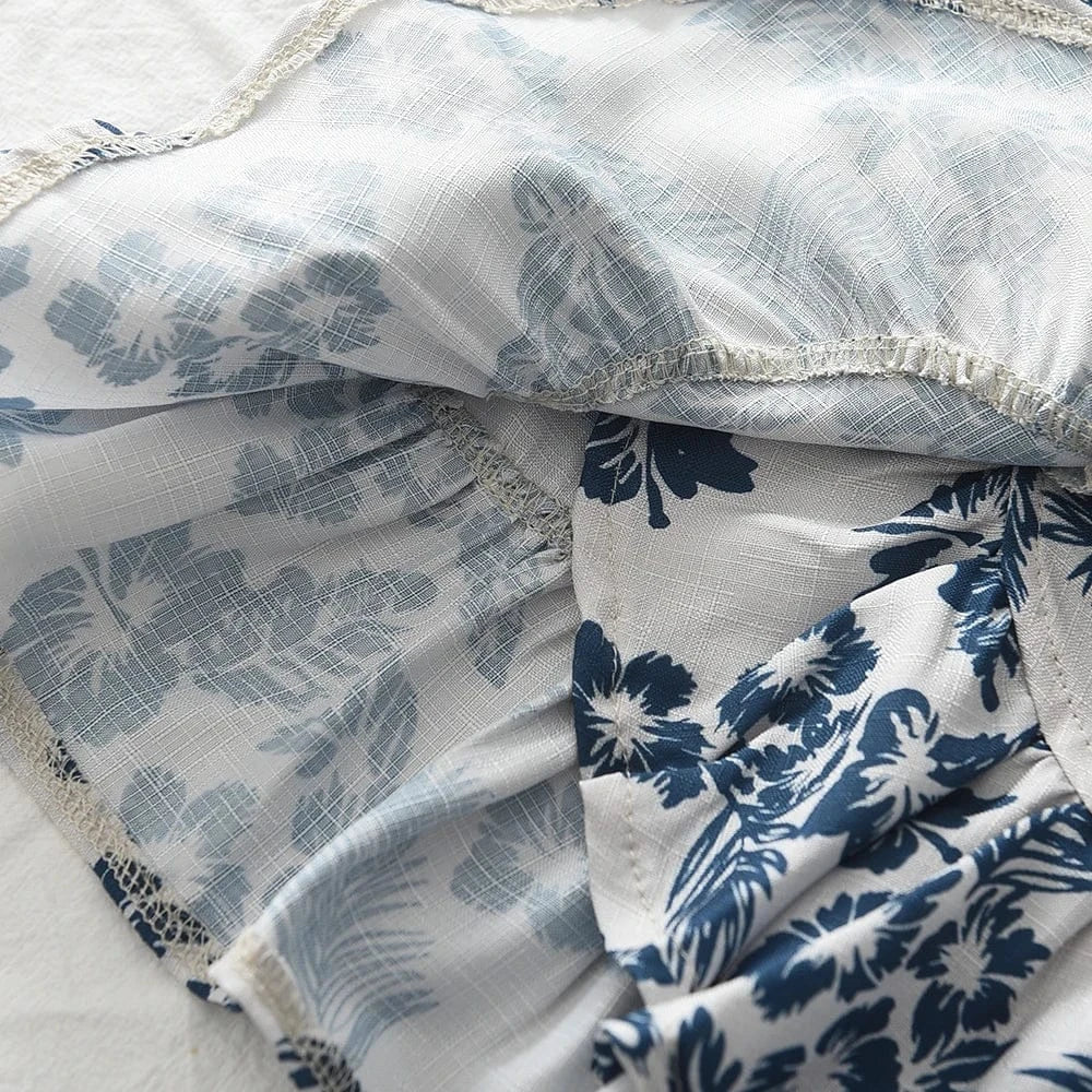 ノースリーブセットアップ キッズセットアップ 2点セット ノースリーブペプラムブラウス+ワイドルーズパンツ リゾートウェア フラワー花柄プリント 2カラー【mh0005756】