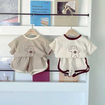 ノースリーブセットアップ ベビーセットアップ 2点セット タンクトップ+ショートパンツ レモン/バナナプリント 2カラー【mh0006141】