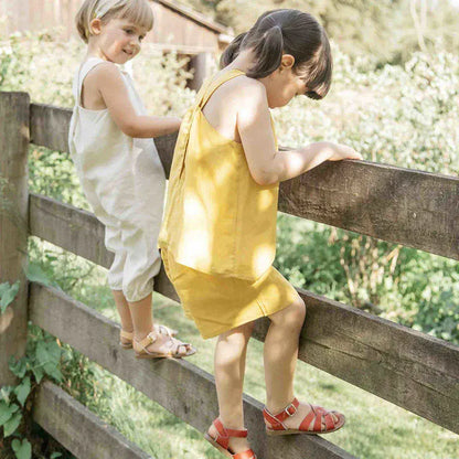 ノースリーブセットアップ キッズセットアップ 2点セット ノースリーブブラウス+ショートパンツ コットンリネン 2カラー【mh0006283】