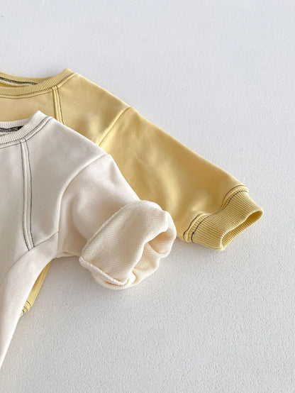 長袖セットアップ ベビーキッズセットアップ 2点セット 長袖スウェットシャツ+スウェットパンツ ラグラン切り替え ワンポイントプリント 2カラー【mh0006368】