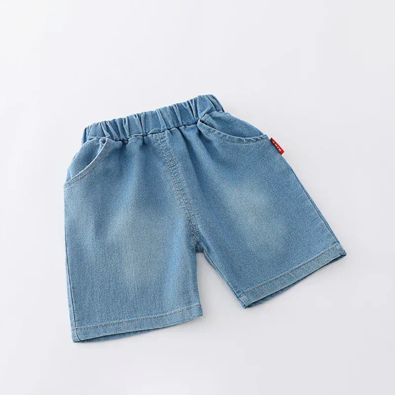 半袖セットアップ キッズセットアップ 2点セット 半袖シャツ+デニムショートパンツ 恐竜ダイナソープリント 2カラー【mh0006520】