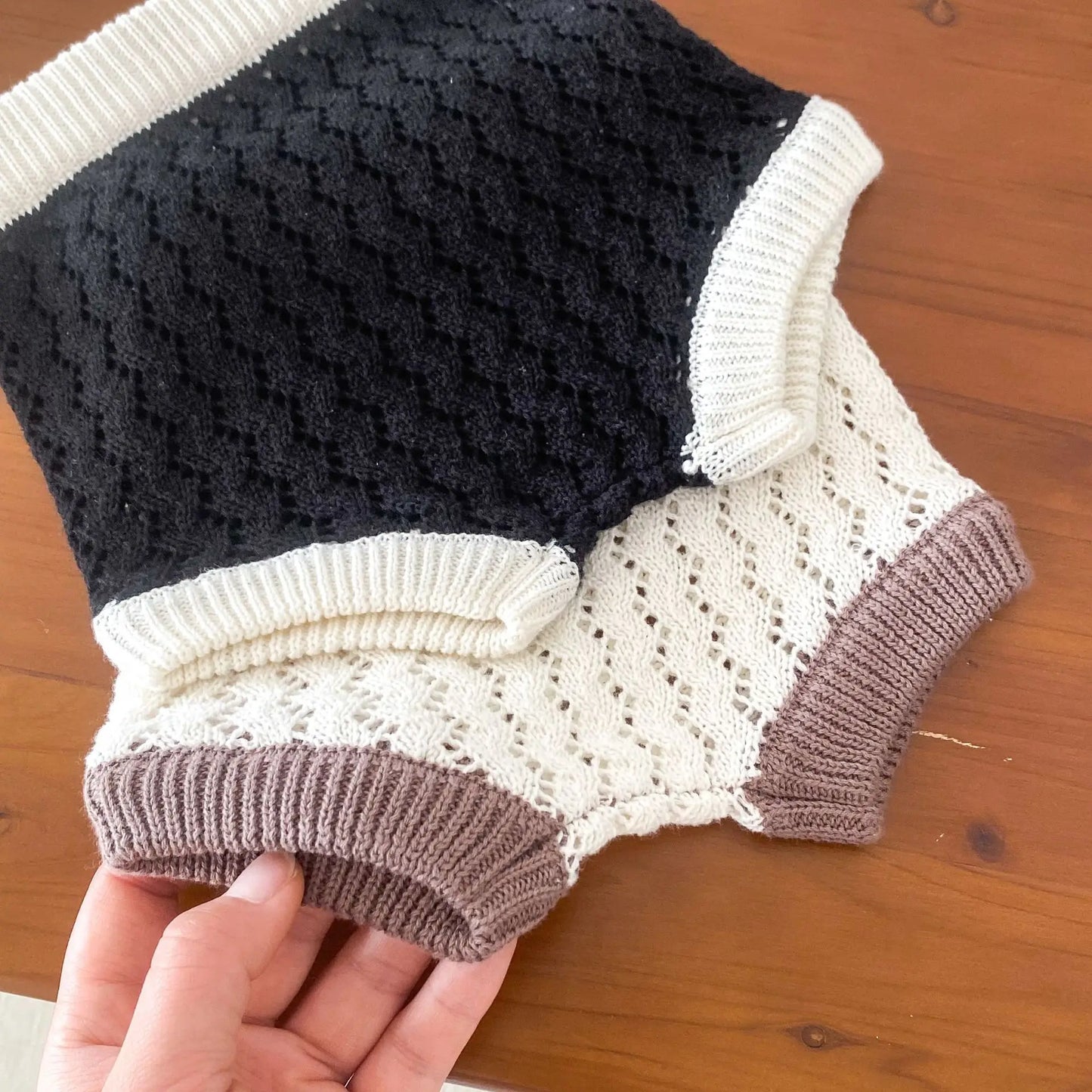 半袖セットアップ ベビーセットアップ 2点セット ニット フリルサークル襟 半袖トップス+ブルマパンツ 2カラー【mh0006531】