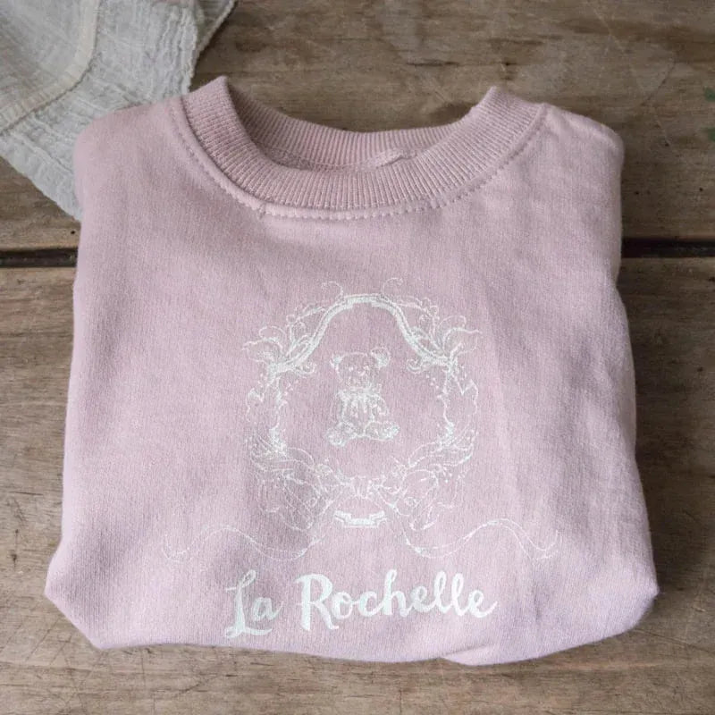 長袖セットアップ キッズセットアップ 2点セット プリントスウェットシャツ+レースペプラムスウェットパンツ 2カラー【mh0007308】