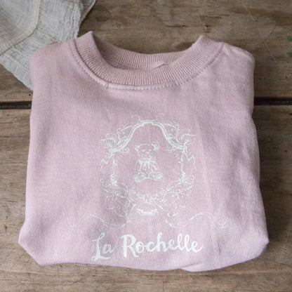 長袖セットアップ キッズセットアップ 2点セット プリントスウェットシャツ+レースペプラムスウェットパンツ 2カラー【mh0007308】