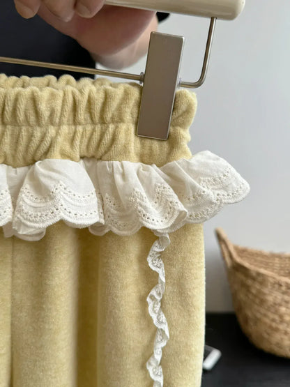 長袖セットアップ キッズセットアップ 2点セット フーディジップアップ長袖パーカー+サイドフリルワイドルーズスウェットパンツ 2カラー【mh0007340】