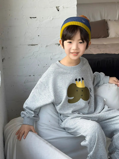 長袖セットアップ キッズセットアップ 2点セット 長袖プリントスウェットシャツ+スウェットパンツ アニマルプリント3カラー