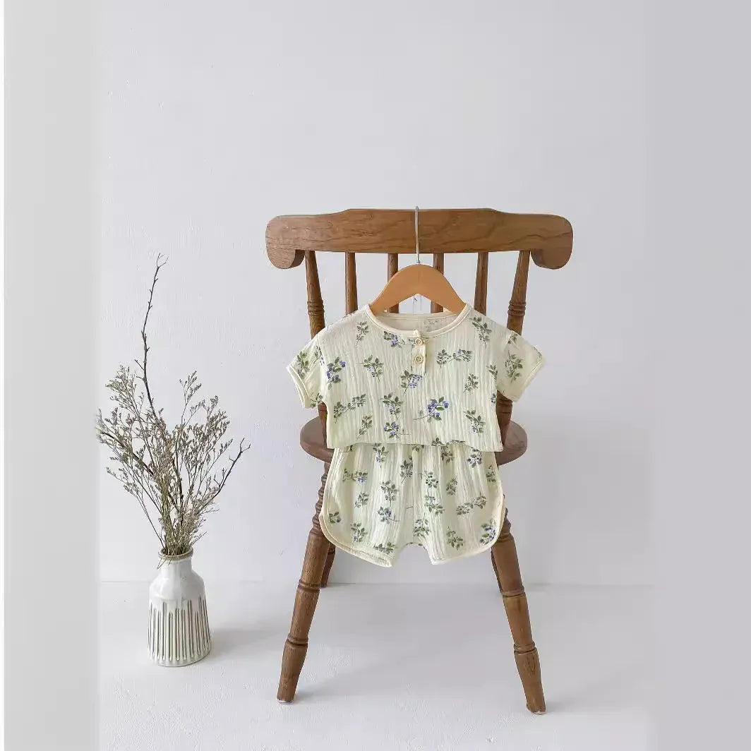 半袖パジャマ ベビーセットアップ 2点セット パジャマ 半袖シャツ+ショートパンツ ルームウェア 3柄