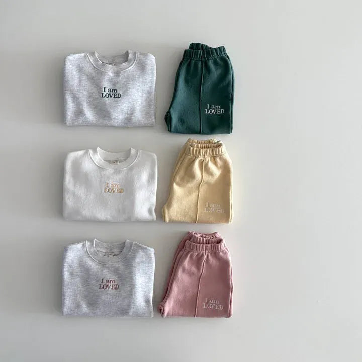 長袖セットアップ キッズセットアップ 2点セット スウェットシャツ+スウェットパンツ レターロゴ刺繍 3カラー