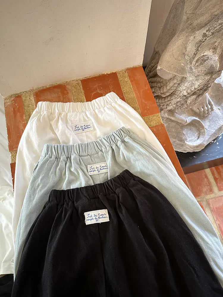 長袖セットアップ キッズセットアップ 2点セット 長袖ルーズシャツ+ワイドルーズパンツ シンプルベーシック 3カラー【mh0006903】