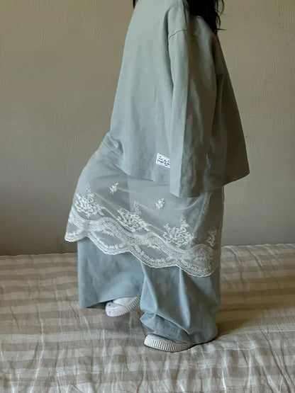 長袖セットアップ キッズセットアップ 2点セット 長袖ルーズシャツ+ワイドルーズパンツ シンプルベーシック 3カラー【mh0006903】