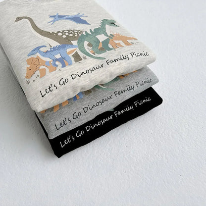 長袖セットアップ キッズセットアップ 2点セット 恐竜ダイナソープリントスウェットトレーナー+スウェットパンツ 3カラー【mh0006962】