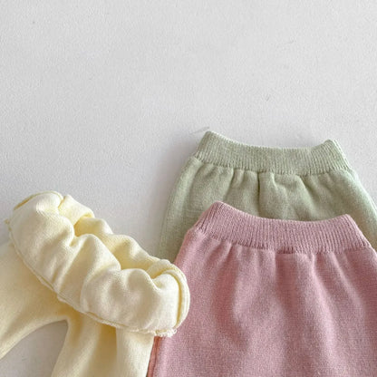 長袖セットアップ ベビーセットアップ 2点セット ニットショルダーフリルカーディガン+ニット裾フリルパンツ 3カラー【mh0007303】