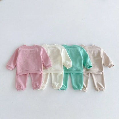 長袖セットアップ キッズセットアップ 2点セット スウェットトレーナー+スウェットパンツ アニマル刺繍 4カラー