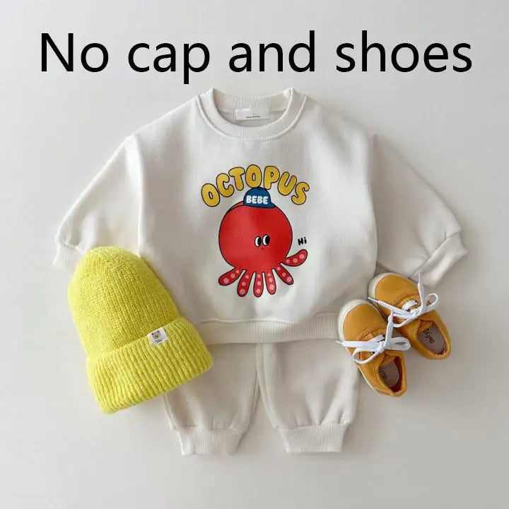長袖セットアップ キッズセットアップ 2点セット 長袖スウェットシャツ+スウェットパンツ キャラクタープリント 4カラー