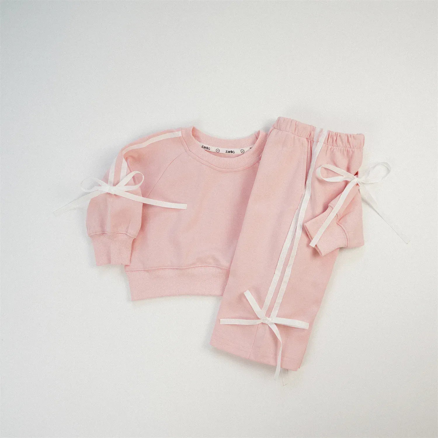 長袖セットアップ キッズセットアップ 2点セット スウェット ジャージ リボンライン 長袖スウェットシャツ+ロングパンツ 4カラー【mh0006347】